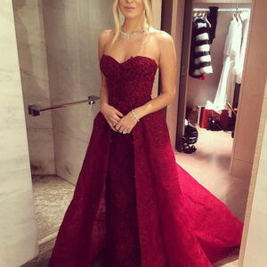 2021 Chic Sweetheart-Neck Burgundy Overskirt Long Lace-Beaded Prom Dresses LY121_Prom Dresses_Prom &amp; Evening_High Quality Wedding Dresses, Pro