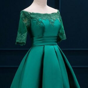 2021 Lace Green Short Appliques Charming Half-Sleeve Homecoming Dress BA3856_Homecoming Dresses_Prom &amp; Evening_High Quality Wedding Dresses, P