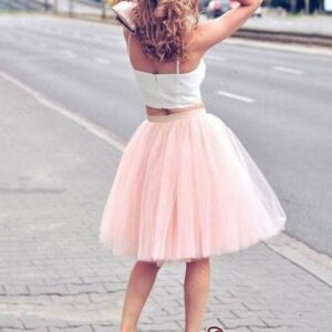 White Sexy Tulle Pink Spaghetti-Strap Sleeveless Two-Piece-Homecoming-Dress_Homecoming Dresses_Prom &amp; Evening_High Quality Wedding Dresses, Pr