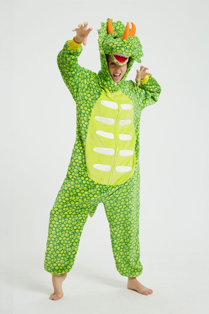 Kigurumi, pijama de Triceratops verde claro, mono de animal para mujer, ropa de dormir para adultos, fiesta de dibujos animados, Cosplay, pijamas de i