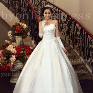 Bo Designer Wedding Dresses on Sale Hot Beautiful Bridal Gowns White Sale 2021 Strapless Appliques Sequined Satin A-line_Princess Wedding Dresses_Wedd