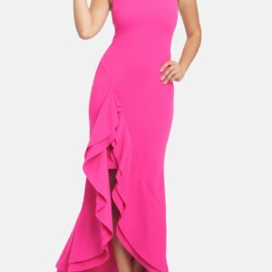 Bebe Women's Flounce Strappy Maxi Dress, Size 0 in Fuchsia Spandex