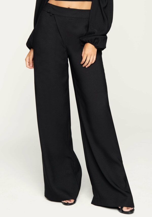 Bebe Women's Crepe Wide Leg Pant, Size 4 in Black Polyester