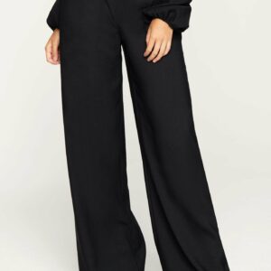 Bebe Women's Crepe Wide Leg Pant, Size 8 in Black Polyester