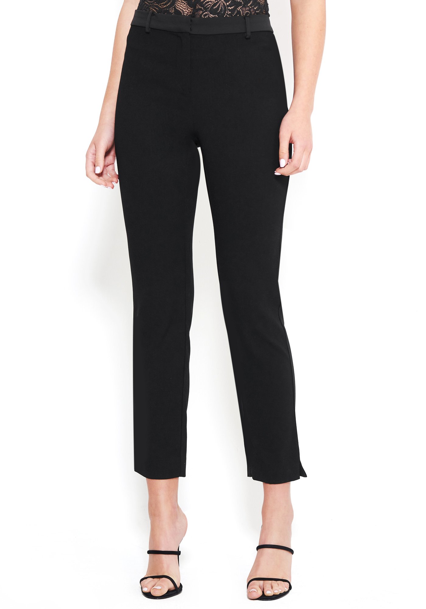 Bebe Women's Tara Crepe Pant, Size 2 in Black Polyester