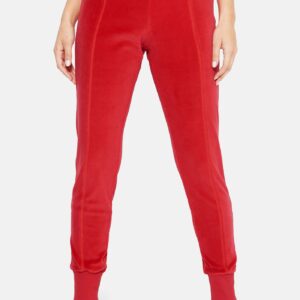 Bebe Women's Logo Velour Jogger Pant, Size XS in Crimson Spandex