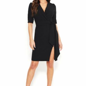 Bebe Women's Slit Midi Dress, Size 6 in Black Spandex