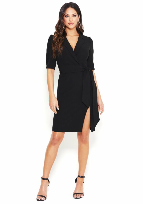 Bebe Women's Slit Midi Dress, Size 00 in Black Spandex