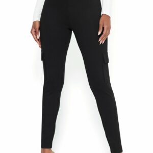 Bebe Women's Cargo High Waist Leggings, Size Medium in Black Spandex/Nylon
