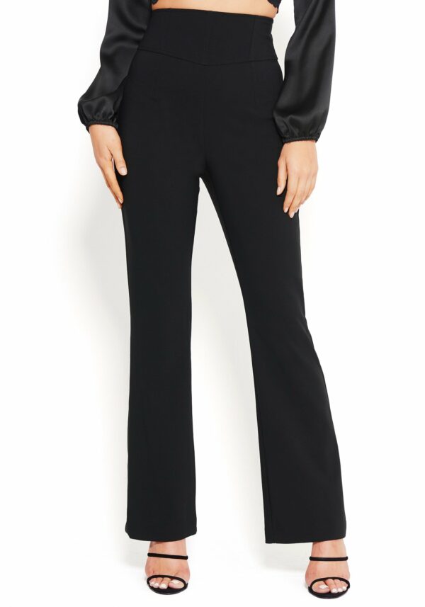 Bebe Women's Ana Corset Waist Pant, Size 00 in Black Spandex
