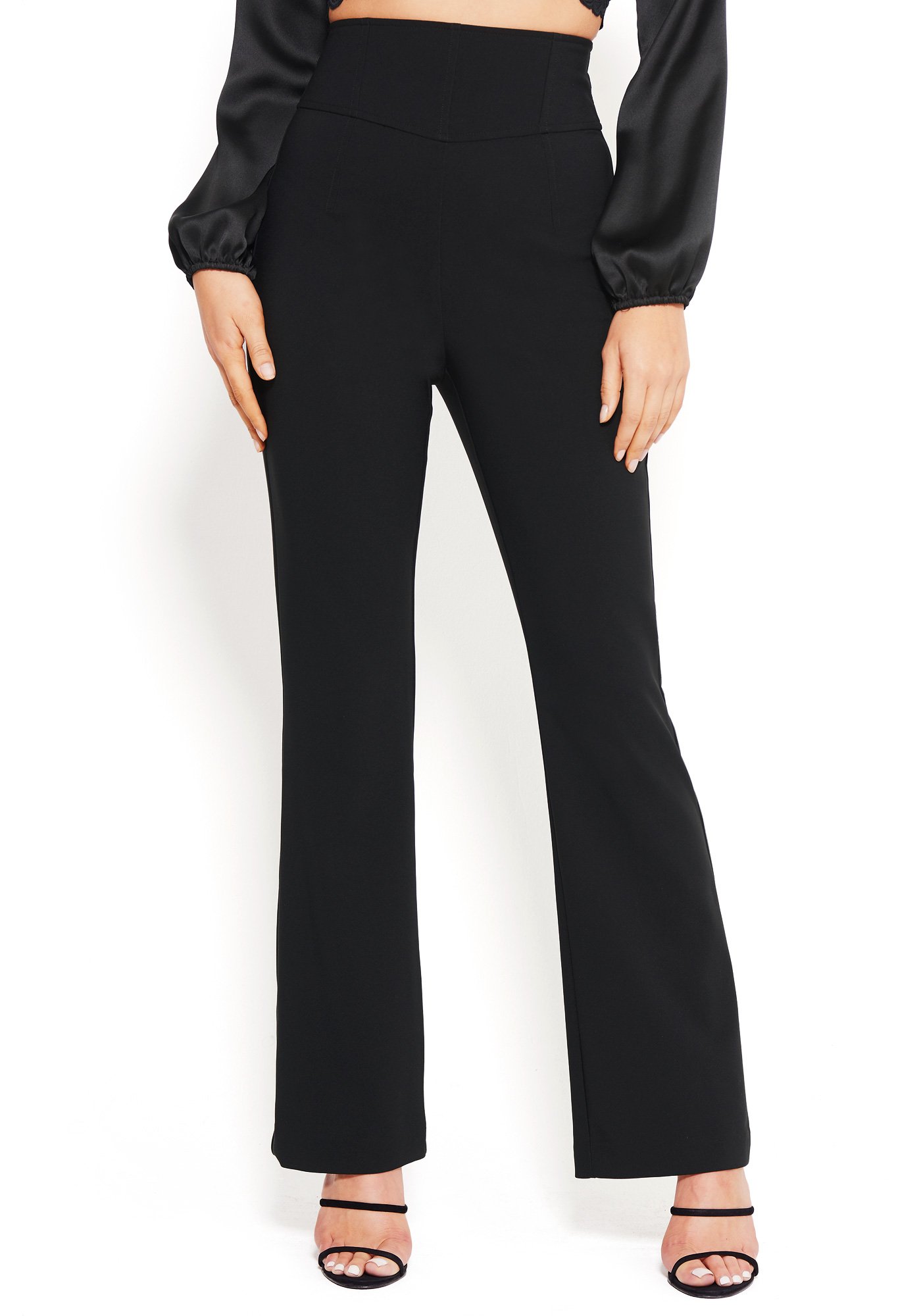 Bebe Women's Ana Corset Waist Pant, Size 0 in Black Spandex