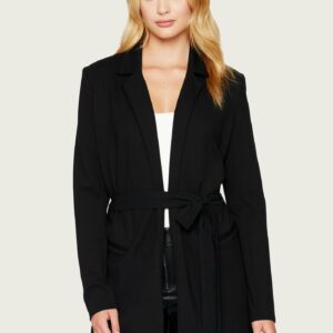 Bebe Women's Ponte Oversized Belted Blazer Jacket, Size XS in BLACK Spandex/Nylon
