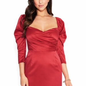 Bebe Women's Off Shoulder Drape Sleeve Dress, Size 6 in HIBISCUS Silk/Cotton/Spandex