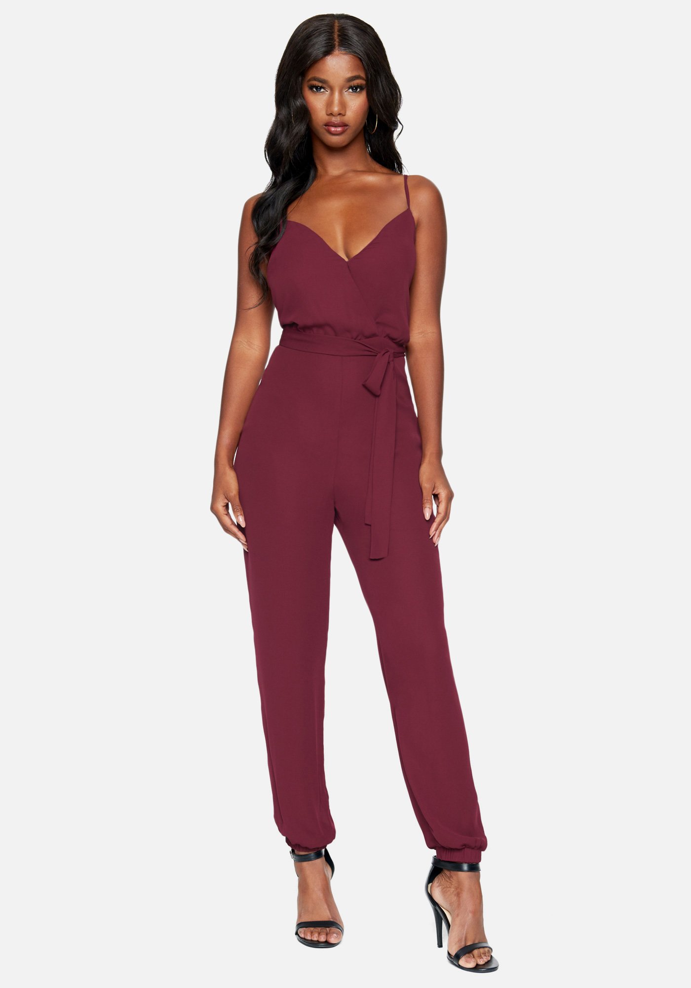 Bebe Women's Smocked Cuff Woven Jumpsuit, Size XXS in Rhododendron Polyester/Spandex