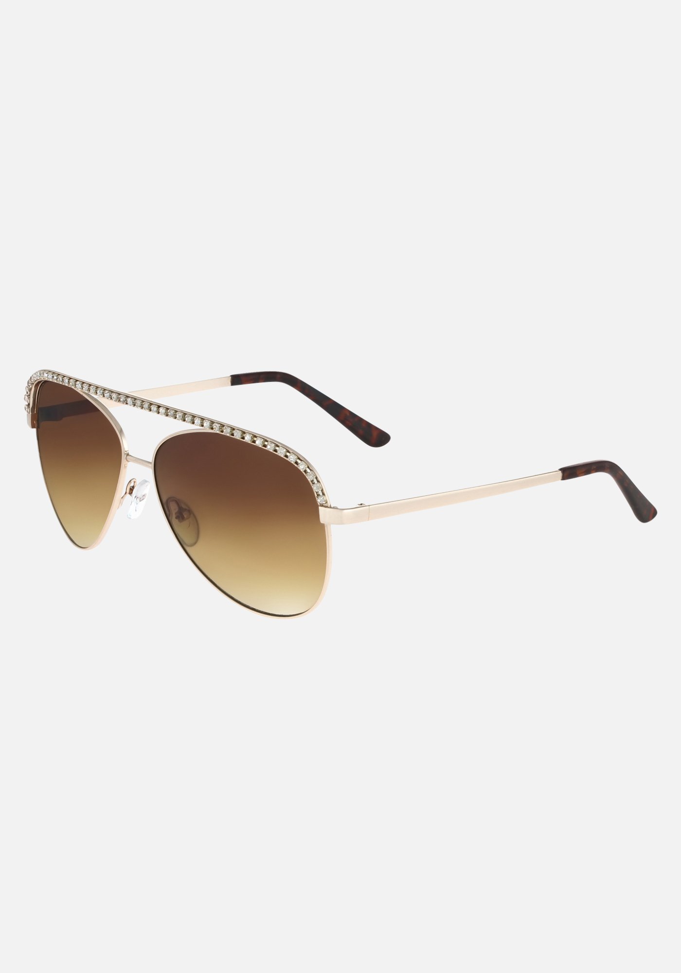 Bebe Women's Crystal Aviator Sunglasses in Gold Metal