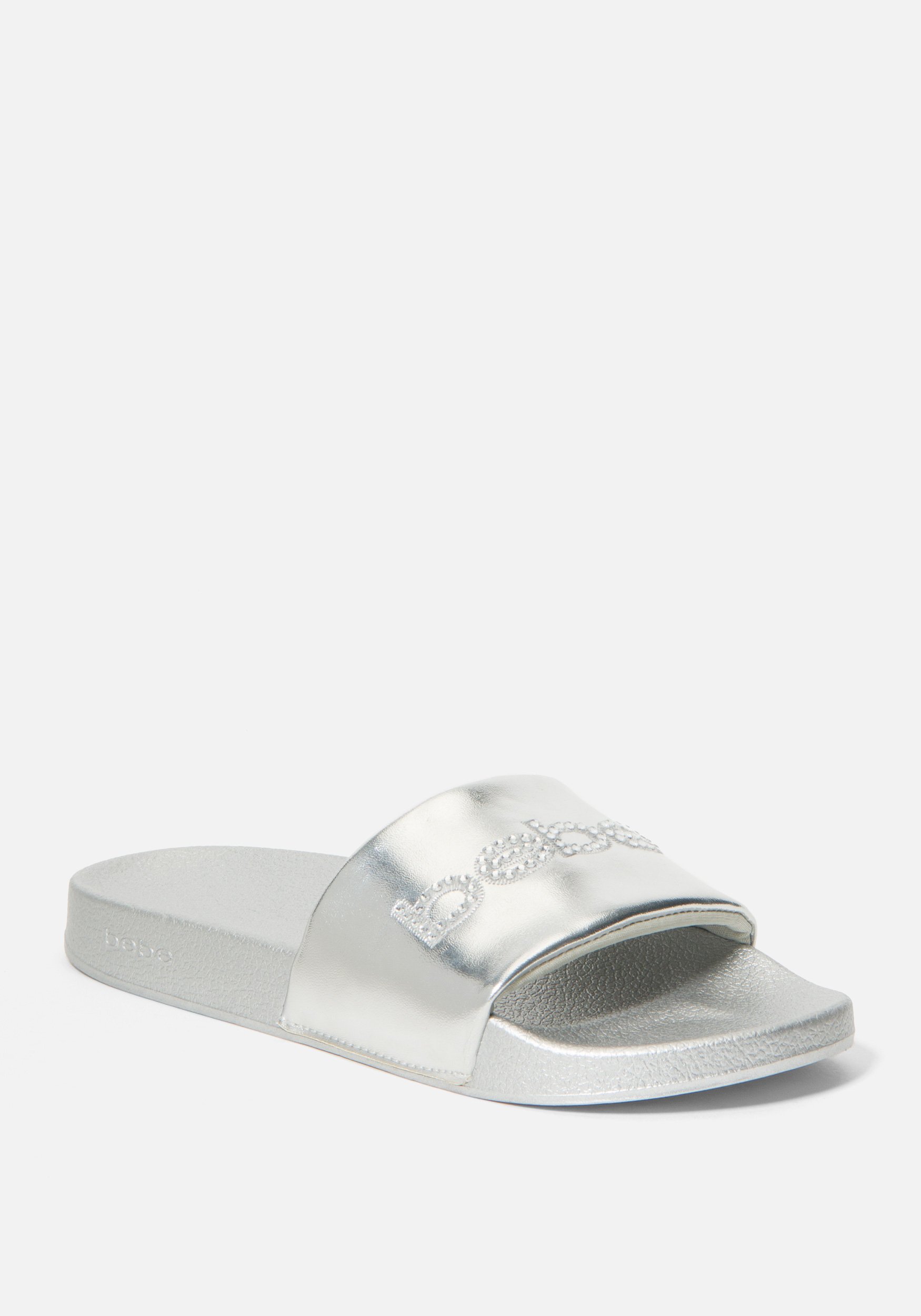 Women's Felizia Bebe Logo Slides Shoe, Size 6 in Silver Synthetic
