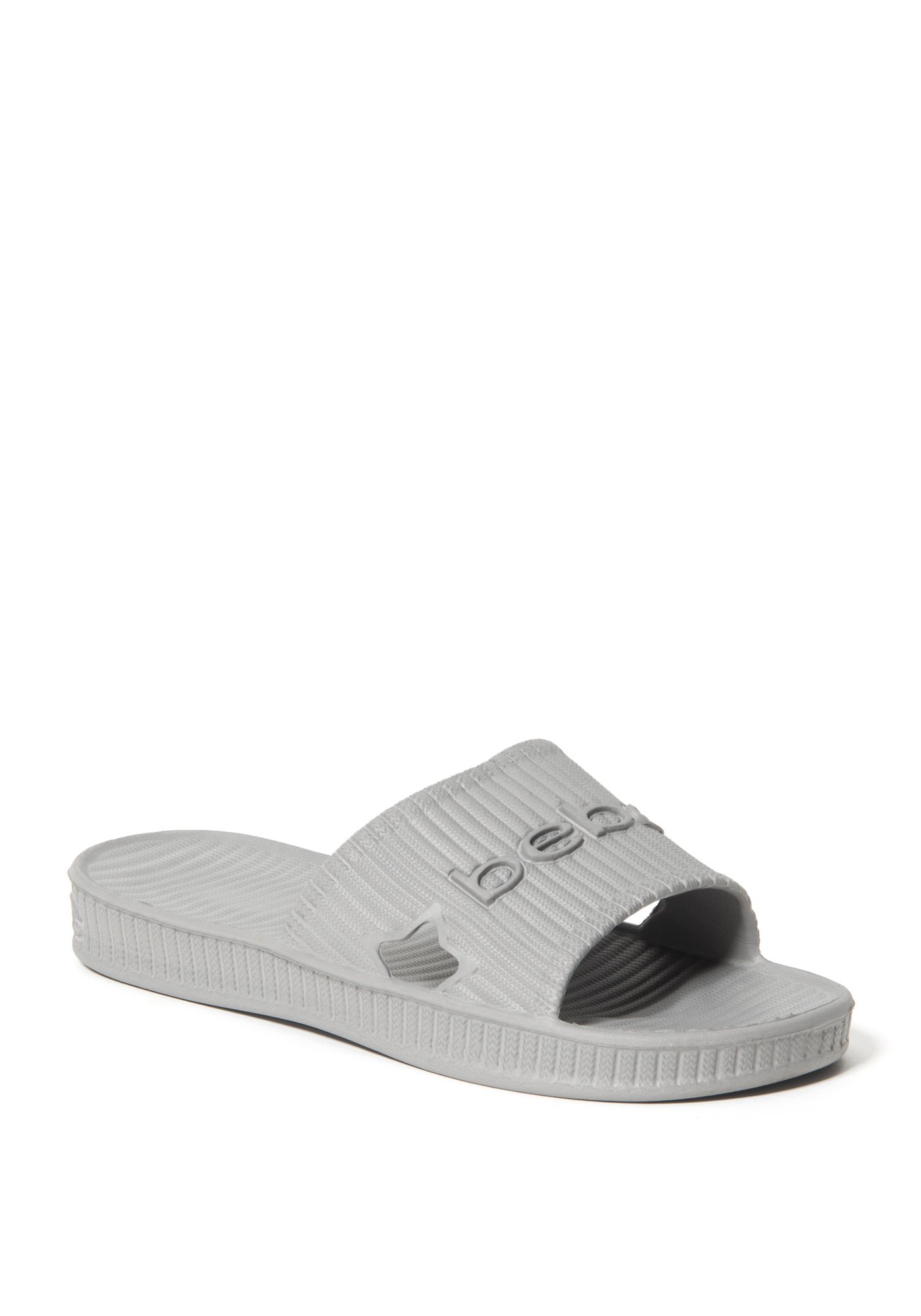 Bebe Women's Craze Logo Slides Shoe, Size 9 in Grey Synthetic