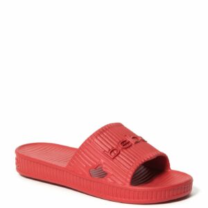 Bebe Women's Craze Logo Slides Shoe, Size 6 in Red O Synthetic