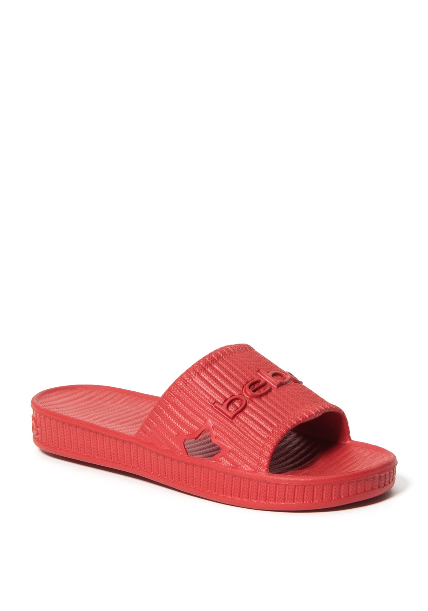 Bebe Women's Craze Logo Slides Shoe, Size 9 in Red O Synthetic