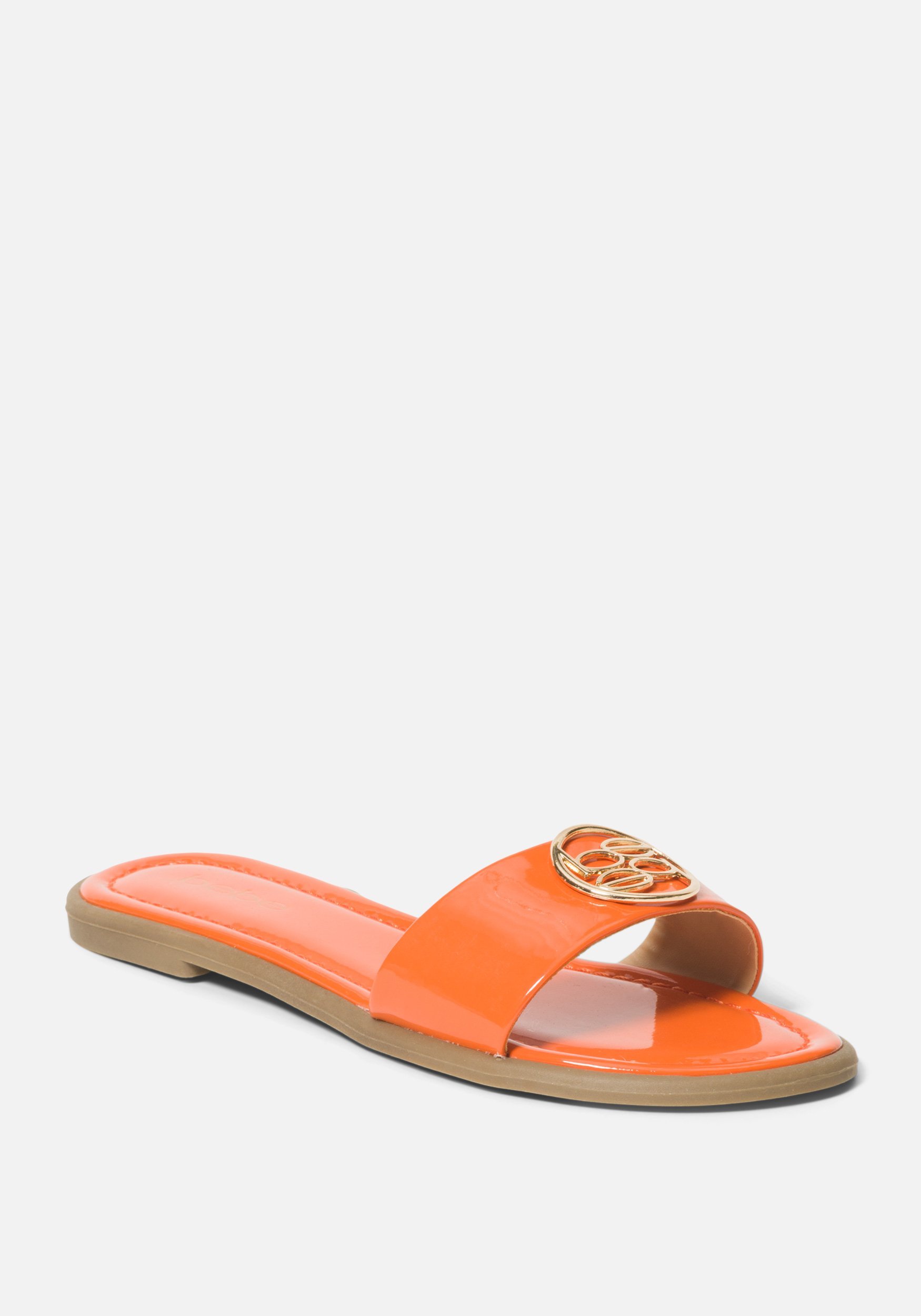 Bebe Women's Leone Slides Shoe, Size 11 in DARK ORANGE Synthetic