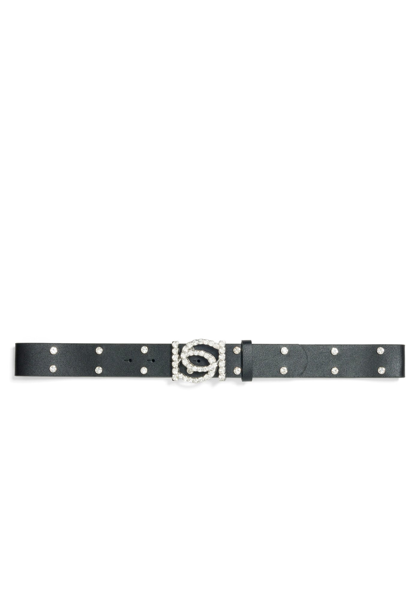 Bebe Women's Crystal Logo Belt, Size Large in Black Synthetic