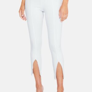 Bebe Women's Front Slit Trouser Pant, Size 0 in BRIGHT WHITE Spandex/Nylon