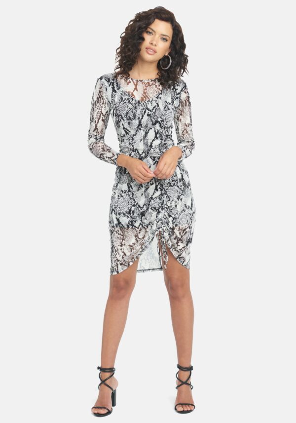 Bebe Women's Snake Mesh Midi Dress, Size XS in Snake Print Polyester/Spandex