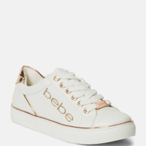 Women's Celise Bebe Logo Sneakers, Size 10 in White/Rose Gold Synthetic