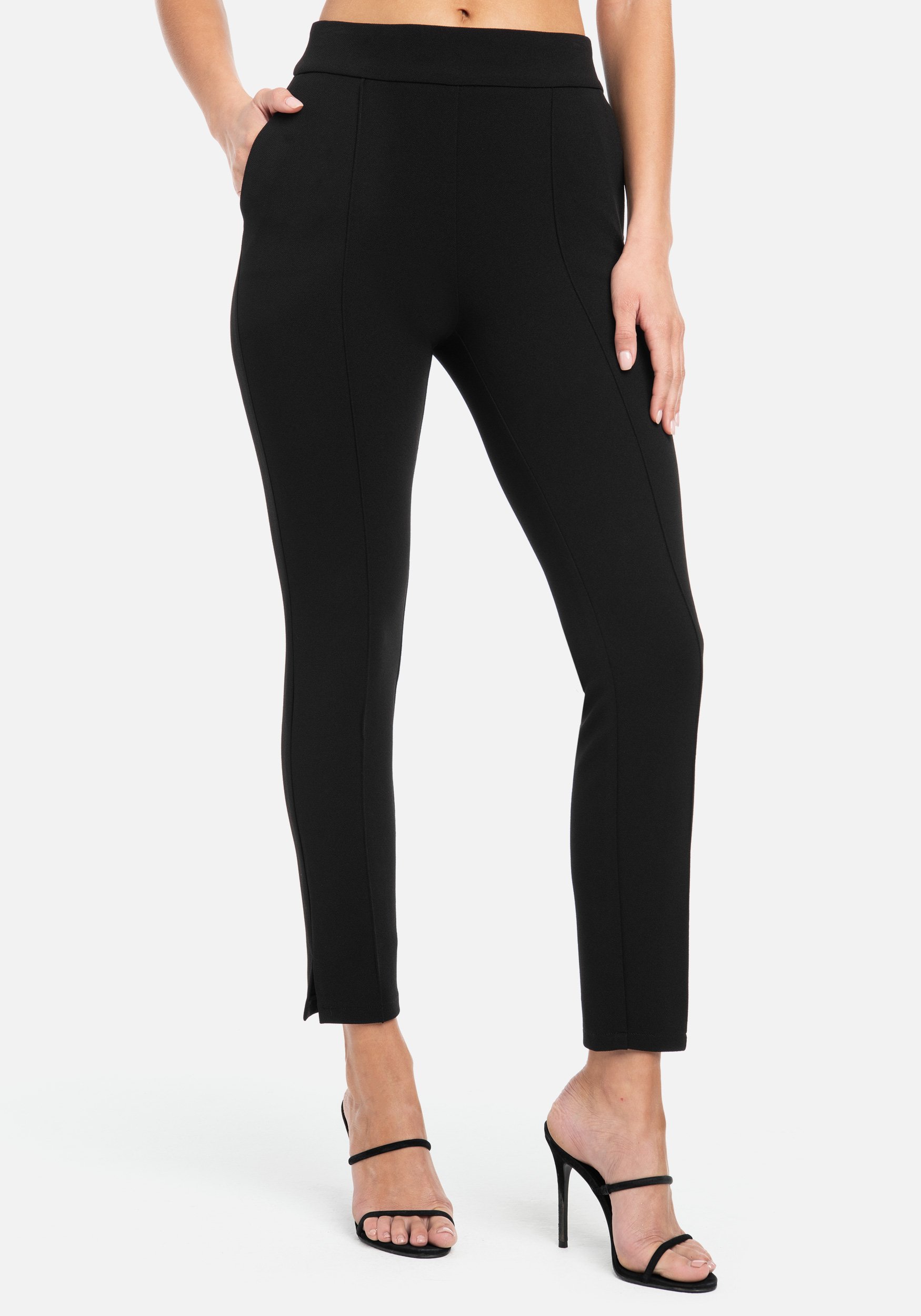 Bebe Women's Scuba Twill Skinny Pant, Size 00 in Black Spandex