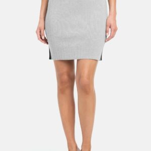 Bebe Women's Ann Rib Waist Sweater Skirt, Size XXS in Grey Mix Viscose/Nylon