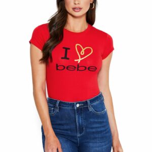 Women's I Love Bebe Tee Shirt, Size XL in TRUE RED Spandex
