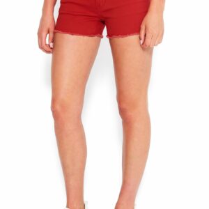 Women's Bebe Logo Pocket Denim Shorts, Size 30 in TRUE RED Cotton/Spandex