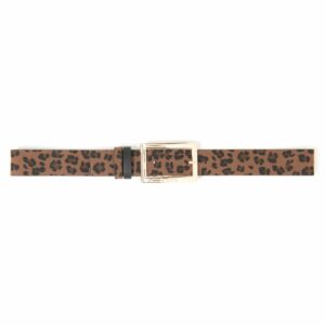 Bebe Women's Leopard Reversible Belt, Size Large in black leopard Polyurethane