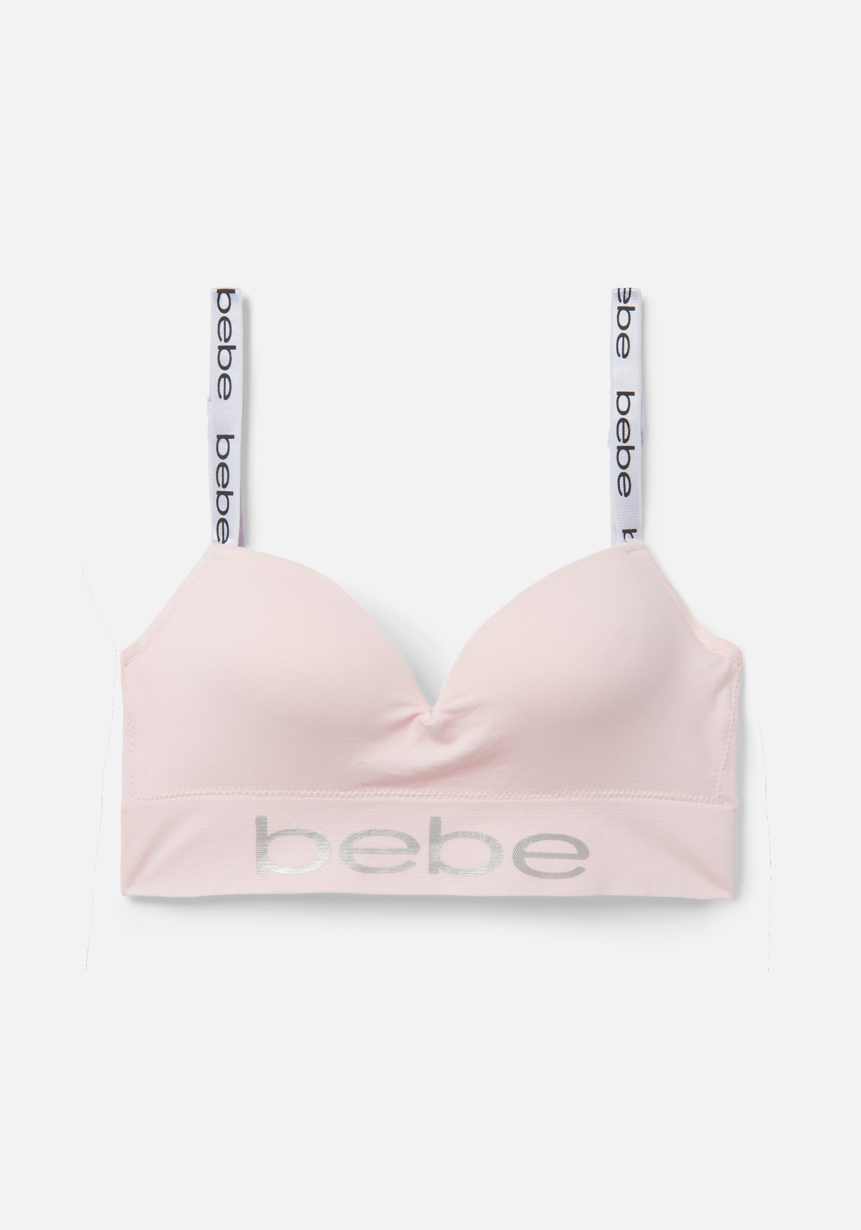Women's Bebe Logo Padded Sports Bra, Size XL in Pink Topaz Spandex/Nylon