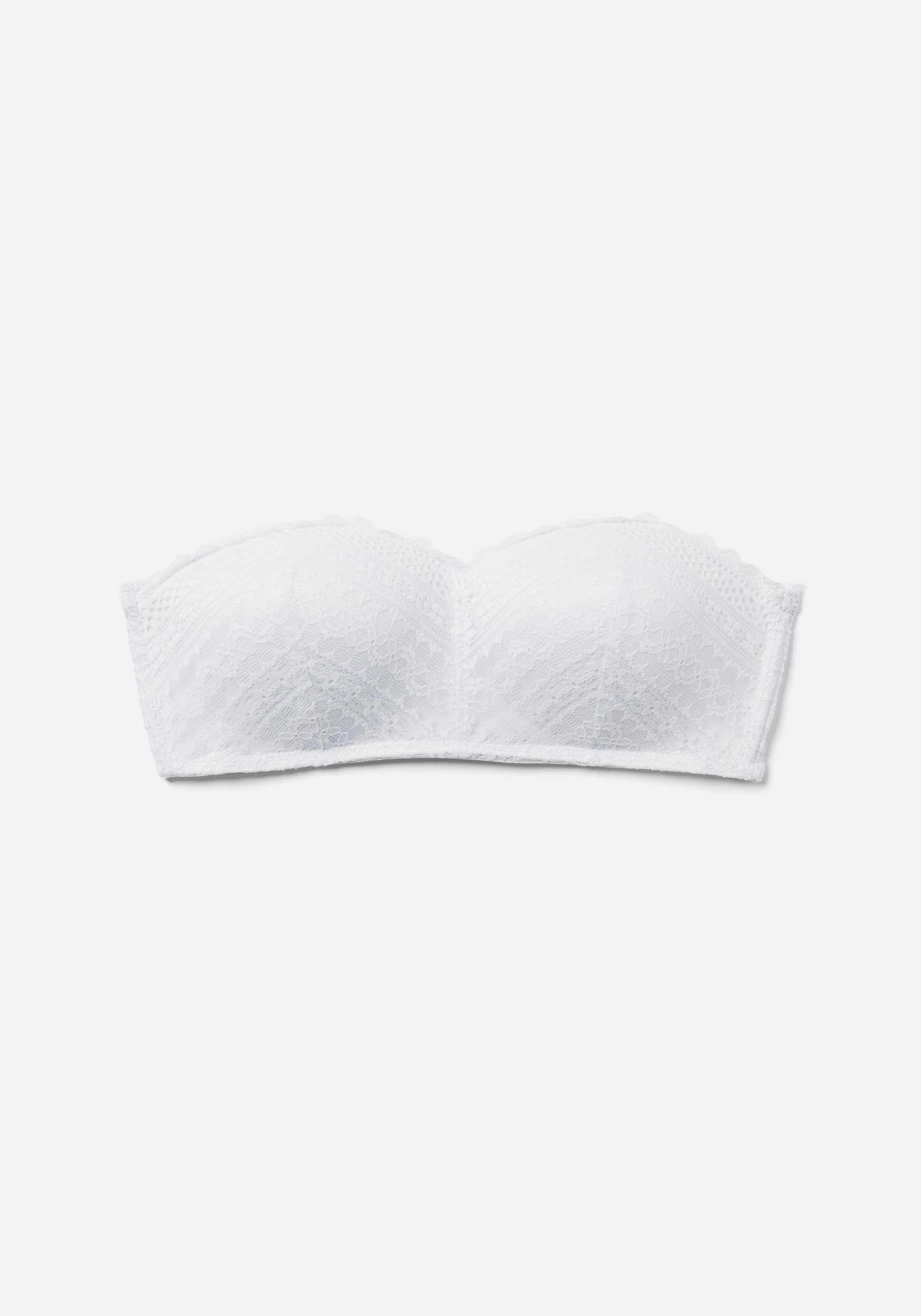 Bebe Women's Strapless Lace Bralette, Size 36D in White Spandex/Nylon