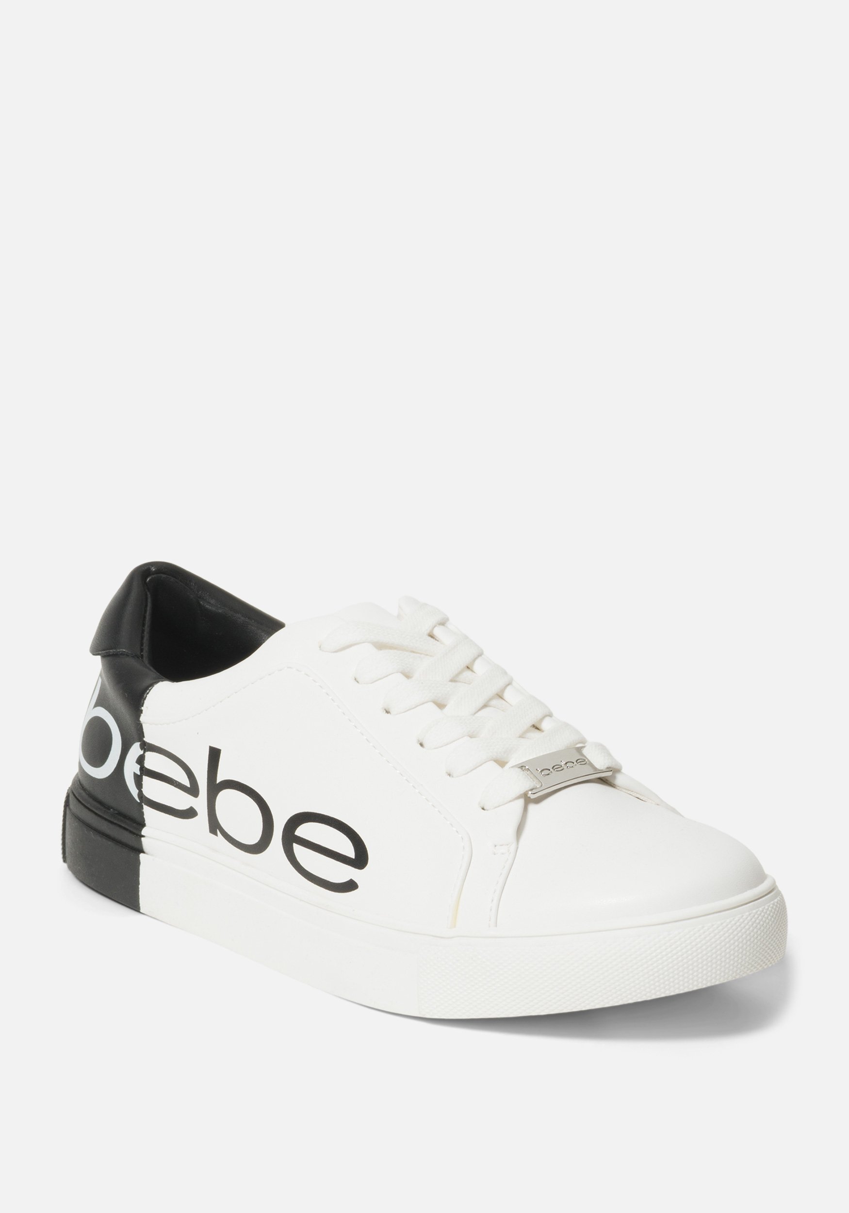Women's Charley Bebe Logo Sneakers, Size 10 in White/Black Synthetic