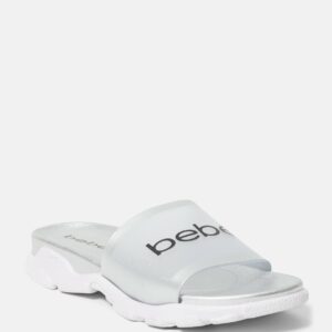 Bebe Women's Natanya Sporty Slides Shoe, Size 11 in SILVER Synthetic