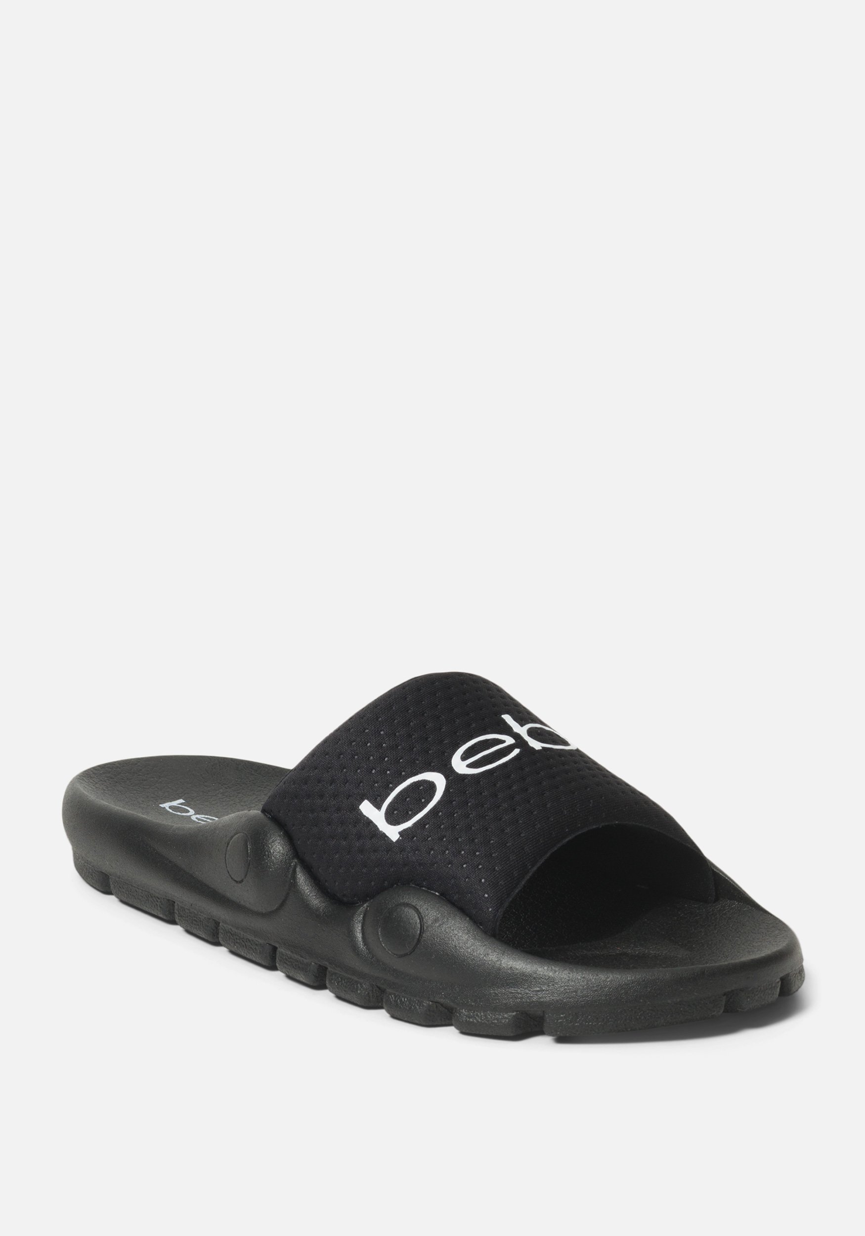 Bebe Women's Nayomie Sporty Slides Shoe, Size 11 in BLACK Synthetic