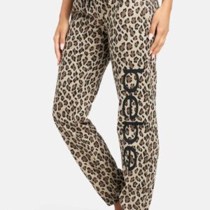 Women's Bebe Logo French Terry Sweatpant, Size Small in Cheetah Print Cotton