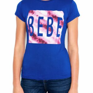 Women's Bebe Logo Tie Dye Tee Shirt, Size Large in SURF THE WEB Spandex