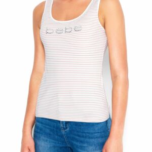 Women's Bebe Logo Stripe Tank Top, Size XL in CORAL STRIPE Spandex