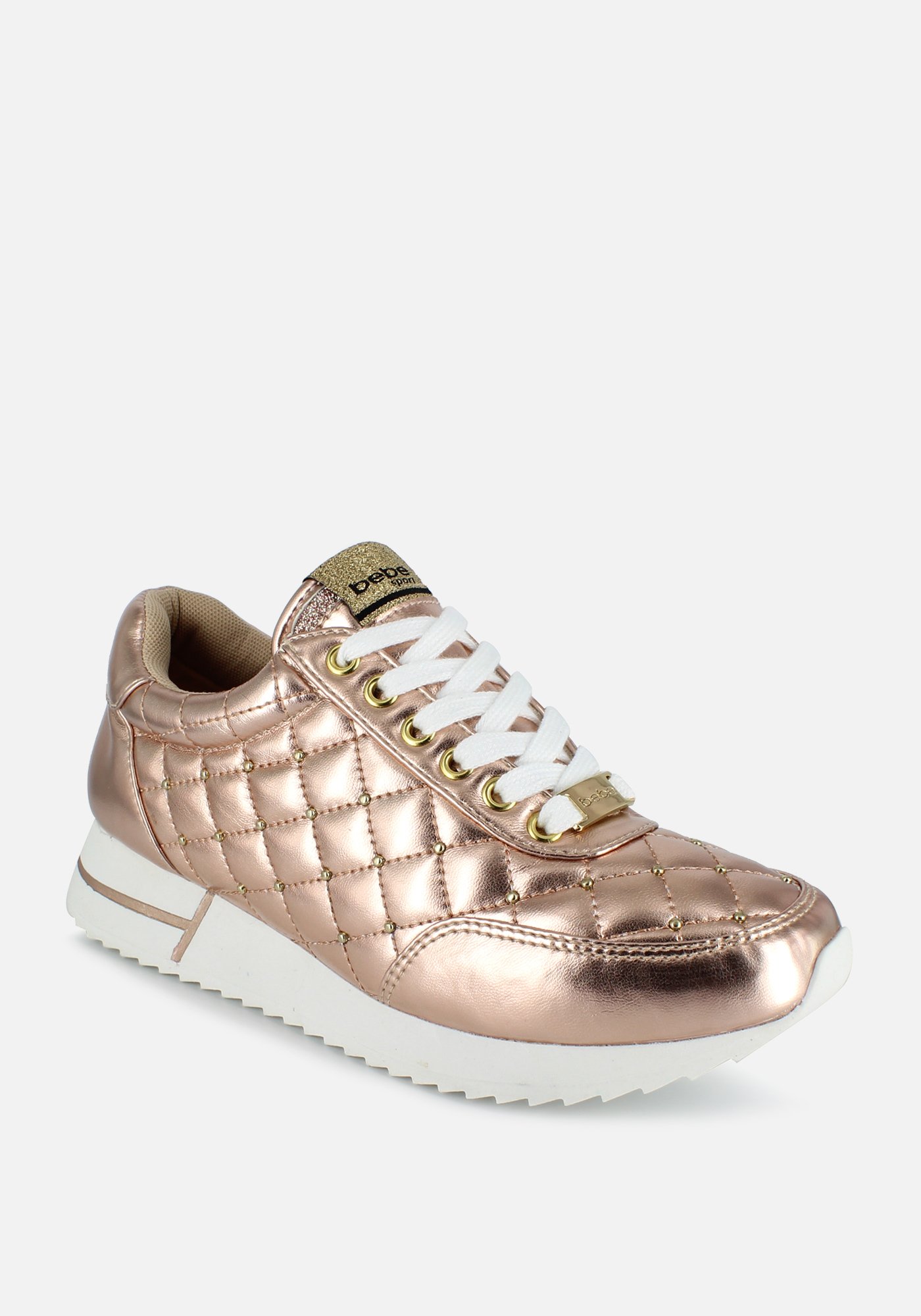 Bebe Women's Barkley Quilted Sneakers, Size 11 in Rose Gold Synthetic