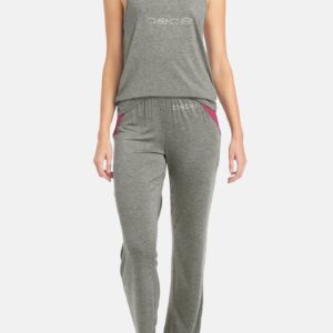 Women's Bebe Lace Contrast Pant Set, Size Large in Charcoal Heather Spandex