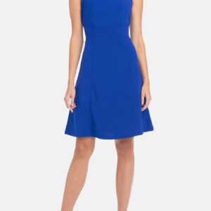 Bebe Women's Fit And Flare Dress, Size 4 in Royal Spandex