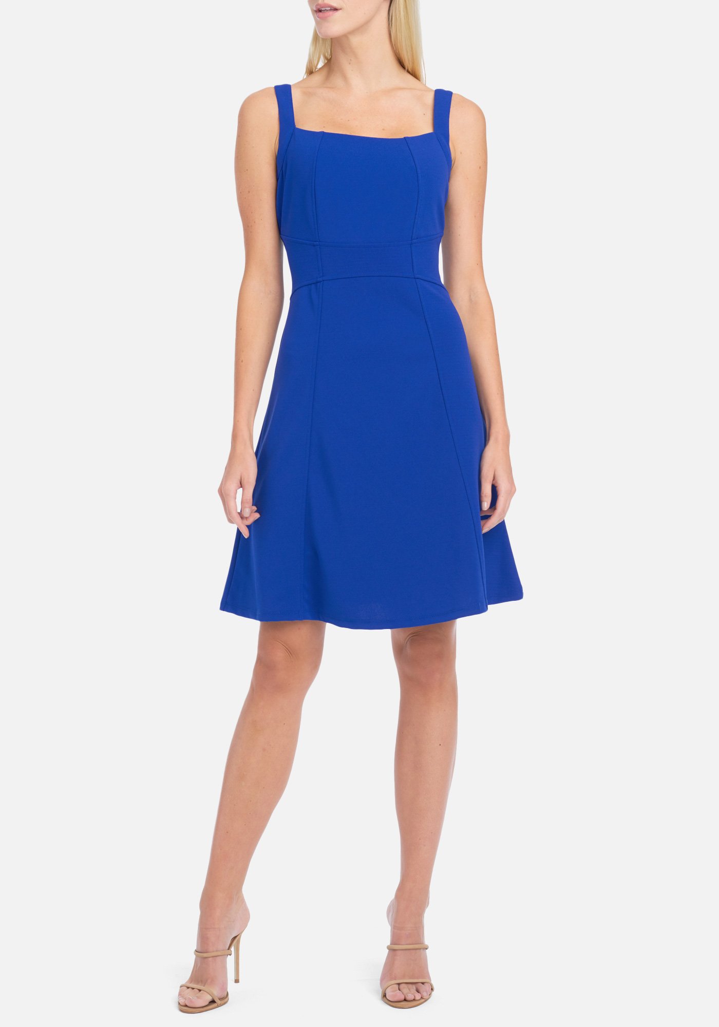 Bebe Women's Fit And Flare Dress, Size 6 in Royal Spandex