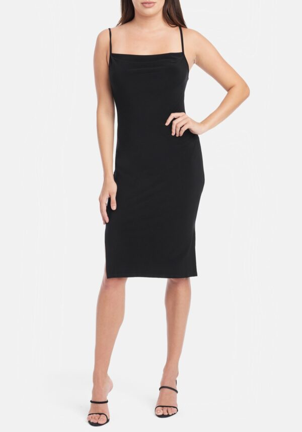 Bebe Women's Cowl Neck Bias Midi Dress, Size XL in Black