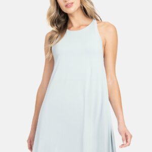 Bebe Women's A-Line Halter Luxe Dress, Size XS in Blue Grey Spandex/Nylon