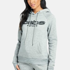 Women's Bebe Sport Embroidered Logo Hoodie, Size Small in Heather Grey Cotton