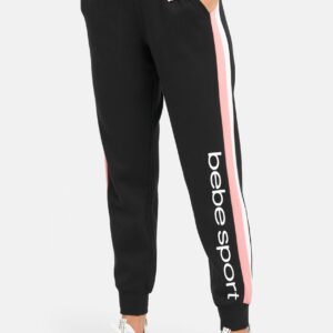 Women's Bebe Sport Color Stripe Jogger Pant, Size Medium in Black