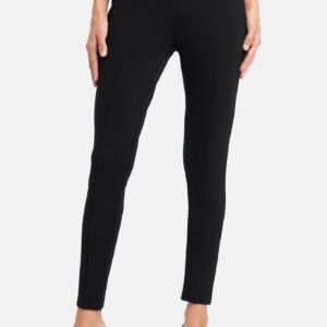 Women's Bebe Logo High Waist Zip Pocket Pant, Size Small in Black Spandex/Nylon